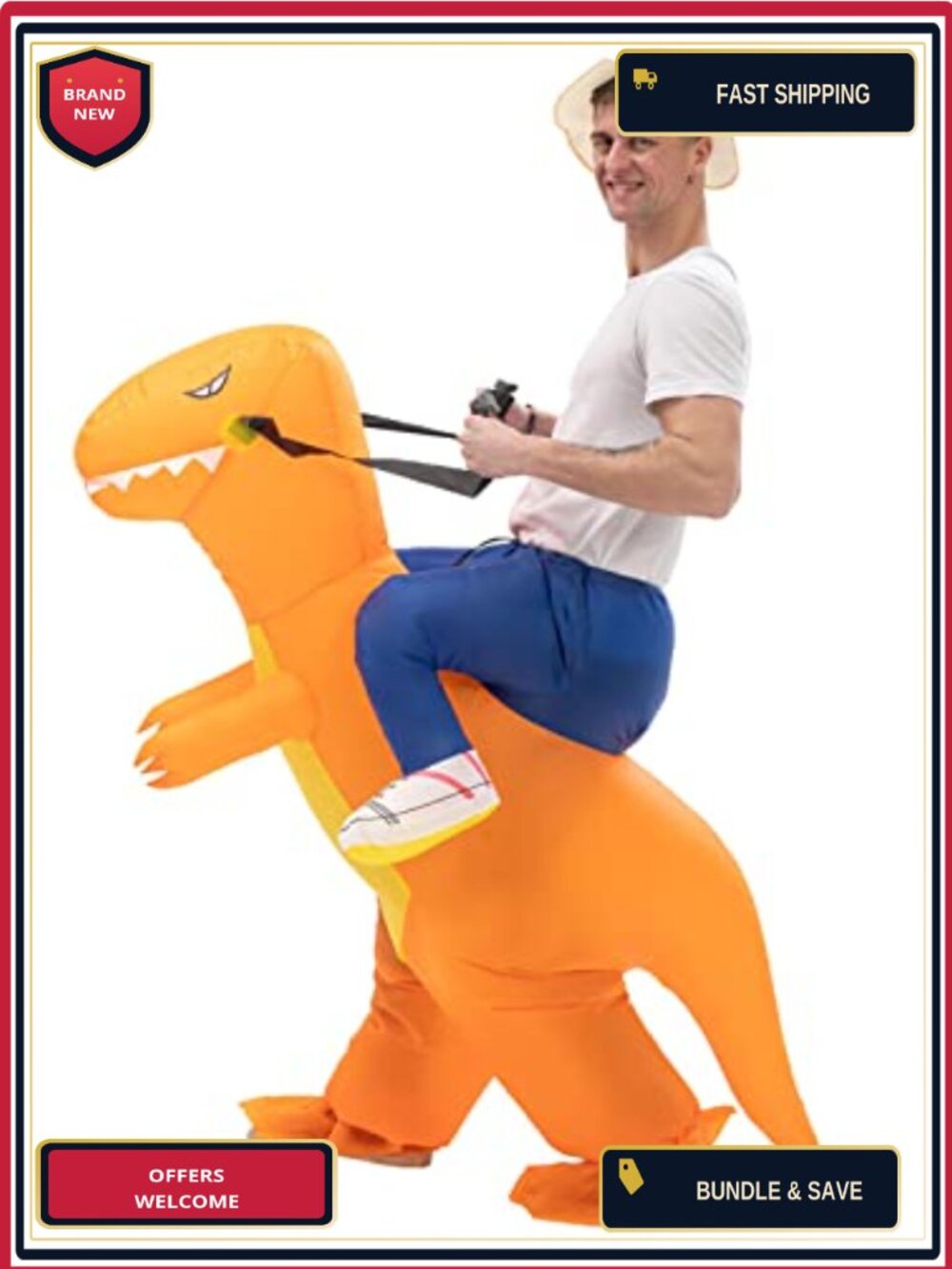 Inflatable Dinosaur Costume Adult One Size Funny Blow Up Suit Halloween